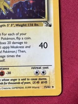 Zapdos 15/62 Holo Shiny Card Excellent Condition Pokemon (T8) - Image 5