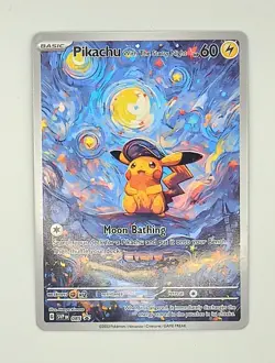 Pikachu Pokemon Van Gogh Pika Carte Card Holo Prism Foil Fait Main Artisanale - Image 1