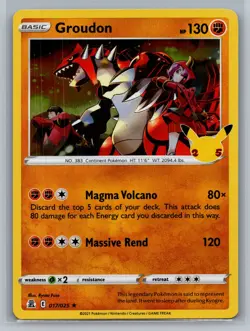 Groudon Celebrations #017/025 Holo Rare Pokemon Card - Image 1