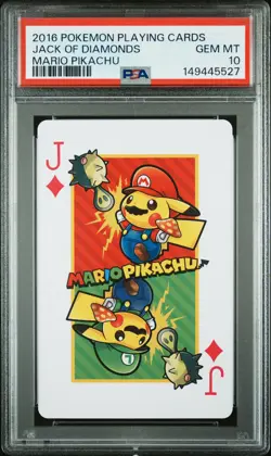 2016 POKEMON PLAYING CARDS MARIO PIKACHU JACK OF DIAMONDS PSA 10 - Image 1