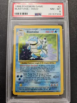 Pokemon PSA 8 Base Set Blastoise Holo Rare 2/102 NM-MINT - Image 1