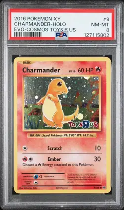 2016 Pokemon XY Evolutions Cosmos-TOYS R US #9 Charmander Holo PSA 8 - Image 1