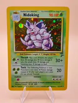 Nidoking Base Set 2 Holo Rare 11/130 Pokemon Card - WOTC 1999 SWIRL - Image 1