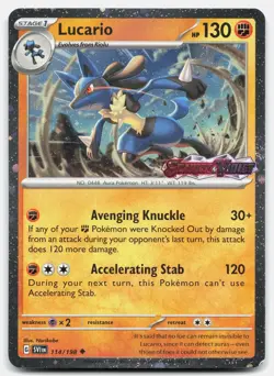 Lucario (Scarlet & Violet Stamp) 114/198 Pokemon Cosmos Holo NM - Image 1