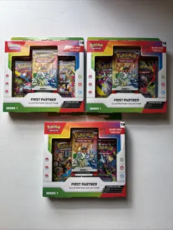 3x First Partner Illustration Collection Series 1 Boxes: Pokemon - New & Sealed - Image 1