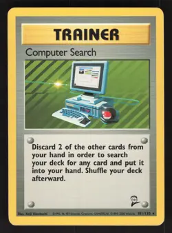 Computer Search 101/130 Non-holo Rare Pokemon TCG Base Set 2 MP - Image 1