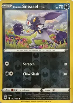 Hisuian Sneasel Reverse Holo Common Astral Radiance 092/189 Pokemon Near Mint - Image 1