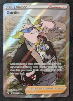 Pokemon TCG Evolving Skies Gordie Full Art 201/203 Ultra Rare Holo - Image 1