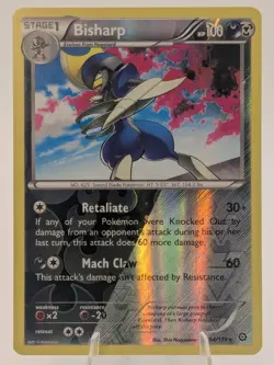 Bisharp 64/114 Holo Rare Steam Siege Pokemon Reverse Holo Damaged - Image 1