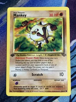Pokemon 1999 Jungle First Edition: Mankey (55/64) LP - Image 1