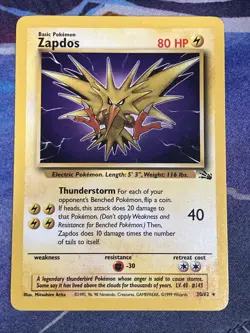 Pokemon 1999 Fossil Unlimited: Zapdos (30/62) MP DMG - Image 1