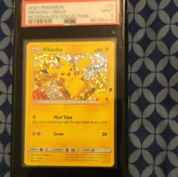 Pokemon Pikachu 25/25 McDonald's Collection 25th Anniversary Holo PSA 9 2021 - Image 1