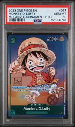 One Piece Monkey.D.Luffy 1st Anniversary Tournament Promo #037 PSA 10 Gem Mint - Image 1