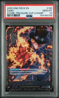 2025 ONE PIECE PROMOS STORE TREASURE CUP-CHAMPION #120 SABO PSA 10 - Image 1