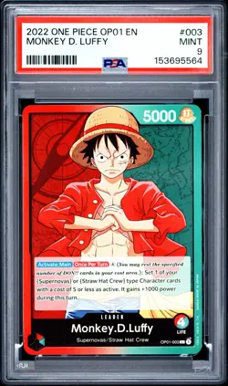2022 ONE PIECE OP01 ROMANCE DAWN 003 MONKEY LUFFY PRE ERRATA PSA 9 Mint Op01-003 - Image 1
