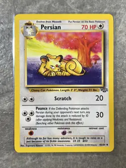 Persian 42/64 Pokemon TCG Jungle Vintage WOTC Card Regular (Light Play) 1 - Image 1