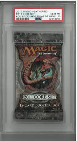 2010 Magic The Gathering 2011 Core Set Sealed Foil Pack Hoarding Dragon PSA 10 - Image 1