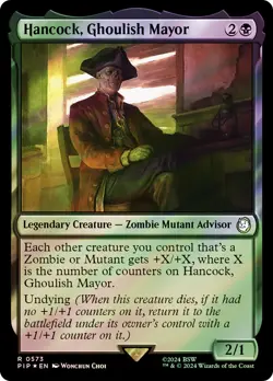 MTG FOIL Hancock, Ghoulish Mayor Surge Foil - Fallout Commander #573 - Image 1