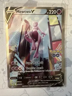 2022 Pokemon Go Mewtwo V #072 Alternate Full Art NM/Mint - Image 2
