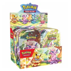 Pokemon TCG: Prismatic Evolutions Mini Tin Display Box Full Set of 8 Tins - Image 1
