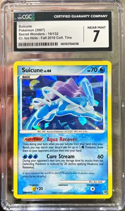 2010 Pokemon Secret Wonders Suicune Cracked Ice Holo 19/132 CGC 7 NM - Image 1