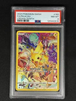 PSA 8 Pikachu 160/159 Secret Rare 2023 Pokemon Crown Zenith #160 FA Full Art - Image 1