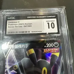 CGC 10 GEM MINT Umbreon V 047/069 RR Eevee Heroes s6a Pokemon Card - Image 2