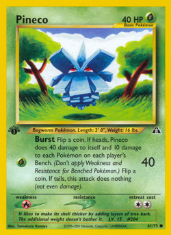 Pineco 61/75 C Neo Discovery Pokemon Unlimited NM/M - Image 1