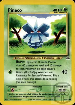 Pineco 61/75 C Neo Discovery Pokemon Unlimited NM/M - Image 3