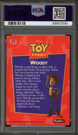 1995 Skybox Toy Story Woody Rookie Card #31 PSA 10 Gem Mint - Image 2