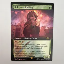 BORDERLESS Delighted Halfling ~ The Lord of the Rings [NM ] [ MTG ] - SURGE FOIL - Image 1