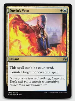 Dovin's Veto 193 Uncommon War of the Spark Magic: The Gathering Near Mint - Image 1