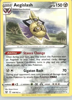 Aegislash 108/163 Rare Battle Styles Pokemon Near Mint - Image 1