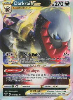 Darkrai VSTAR 099/189 Holo VSTAR Rare Astral Radiance Pokemon Lightly Played - Image 1