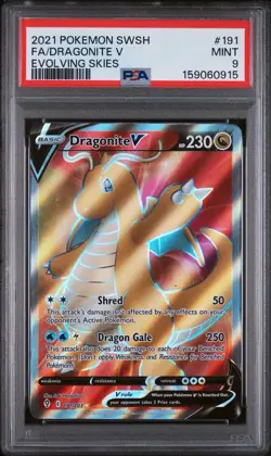 2021 POKEMON SWORD & SHIELD EVOLVING SKIES #191 FULL ART/DRAGONITE V PSA 9 - Image 1