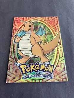 Topps Pokemon Movie 1999 #E12 Dragonite Black Label Sandpaper Rainbow Foil NM - Image 1