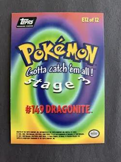 Topps Pokemon Movie 1999 #E12 Dragonite Black Label Sandpaper Rainbow Foil NM - Image 2