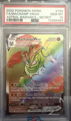2022 POKEMON SWORD & SHIELD ASTRAL RADIANCE SECRET FULL ART/MACHAMP VMAX PSA 10 - Image 1
