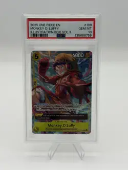 2025 ONE PIECE PROMOS ILLUSTRATION BOX VOL.3 #109 MONKEY D. LUFFY PSA 10 - Image 1