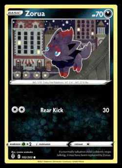 Zorua Common 102/203 SWSH07: Evolving Skies Pokemon Card - Image 1
