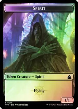 MTG FOIL {Spirit Token} (Black/White) // {Voja Token} - Ravnica Remastered #018 - Image 1
