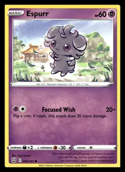 Espurr Common 060/163 SWSH05: Battle Styles Pokemon Card - Image 1