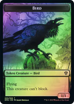 MTG FOIL {Bird Token} (Black) // {Soldier Token} - Dominaria United #T06T04 - Image 1