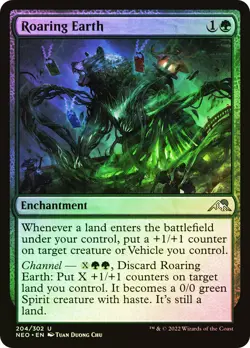 MTG FOIL Roaring Earth - Kamigawa: Neon Dynasty #204 - Image 1