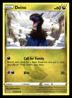 Deino Common 113/203 SWSH07: Evolving Skies Pokemon Card - Image 1