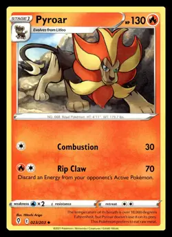Pyroar Uncommon 023/203 SWSH07: Evolving Skies Pokemon Card - Image 1