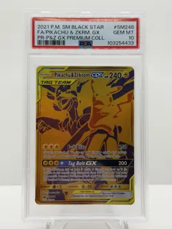 2021 POKEMON SM BLACK STAR PROMO #SM248 FULL ART/PIKACHU & ZEKROM GX PSA 10 - Image 1