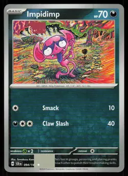 Impidimp 94/142 Common Stellar Crown Pokemon Near Mint - Image 1