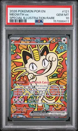 2026 POKEMON POR EN-PERFECT ORDER SPECIAL ILLUSTRATION RARE MEOWTH EX PSA 10 - Image 1
