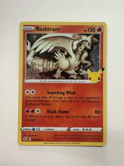 Pokemon Reshiram 002/025 Celebrations Holo Rare 25th Anniversary - Image 1
